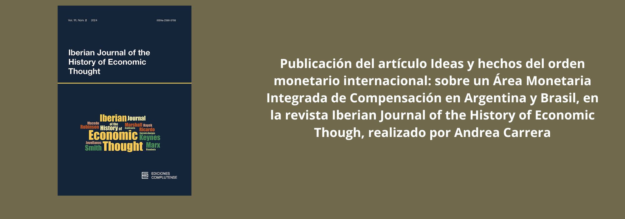 Publicación de Andrea Carrera en Iberian Journal of the History of Economic Though